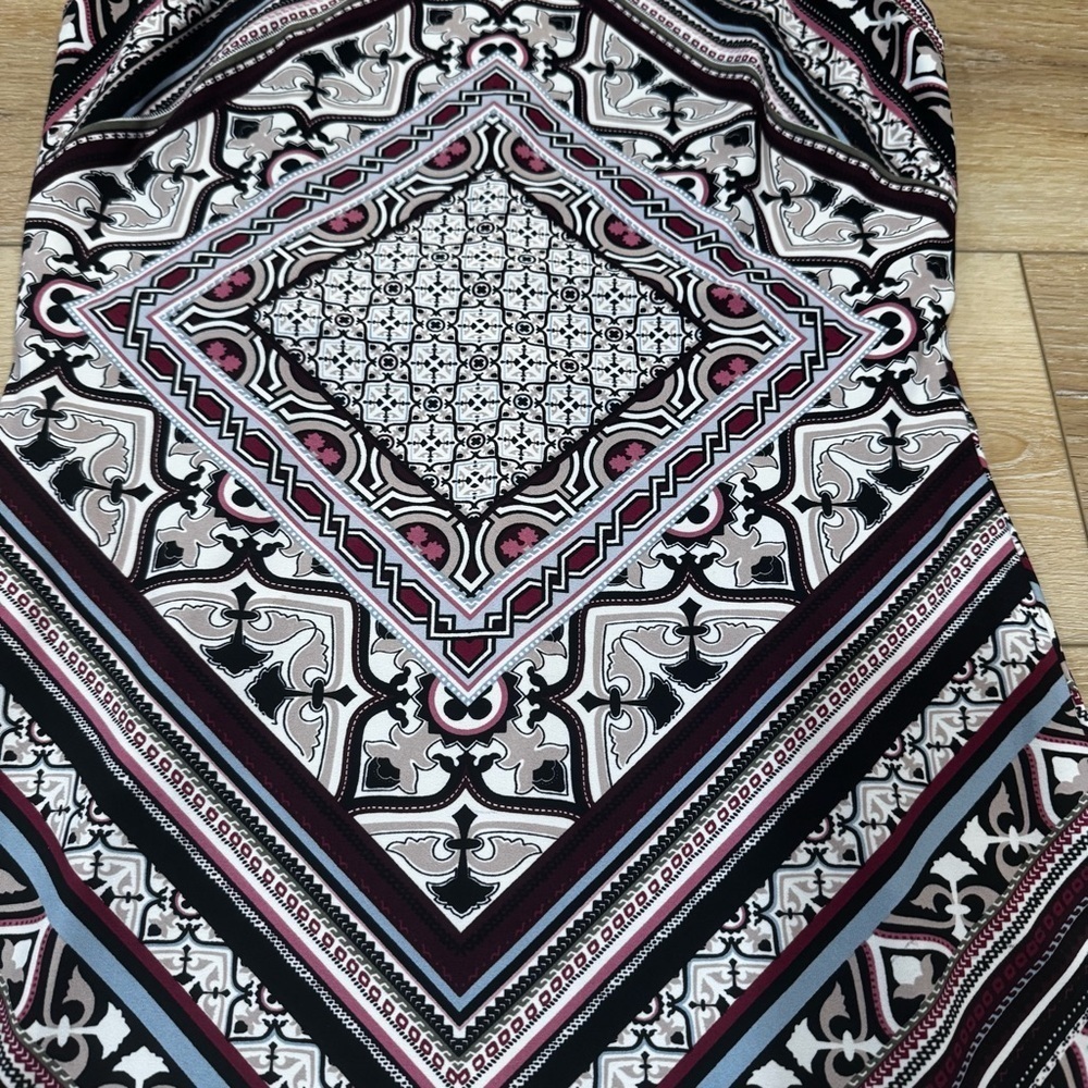 White House Black Market sleeveless midi dress geometric patterns multi color S. - Picture 3 of 15